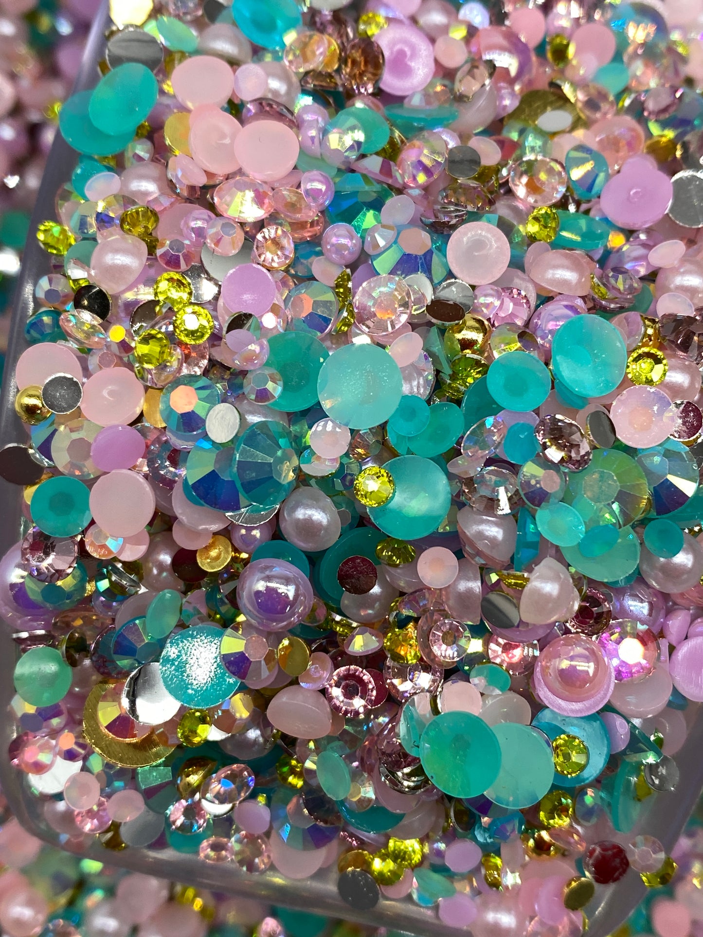 Aqua Princess  Rhinestones & Pearl Mix