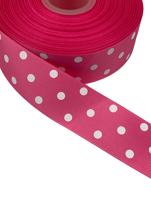Pink and white Polka Dot Ribbon (38mm /1.5 inches)