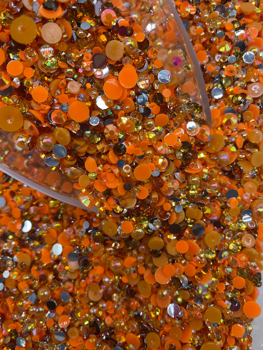 Orange Halloween,Rhinestones Mix