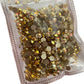 Gold Metallic Ab Gold Bottom Mix Size Glass Rhinestones