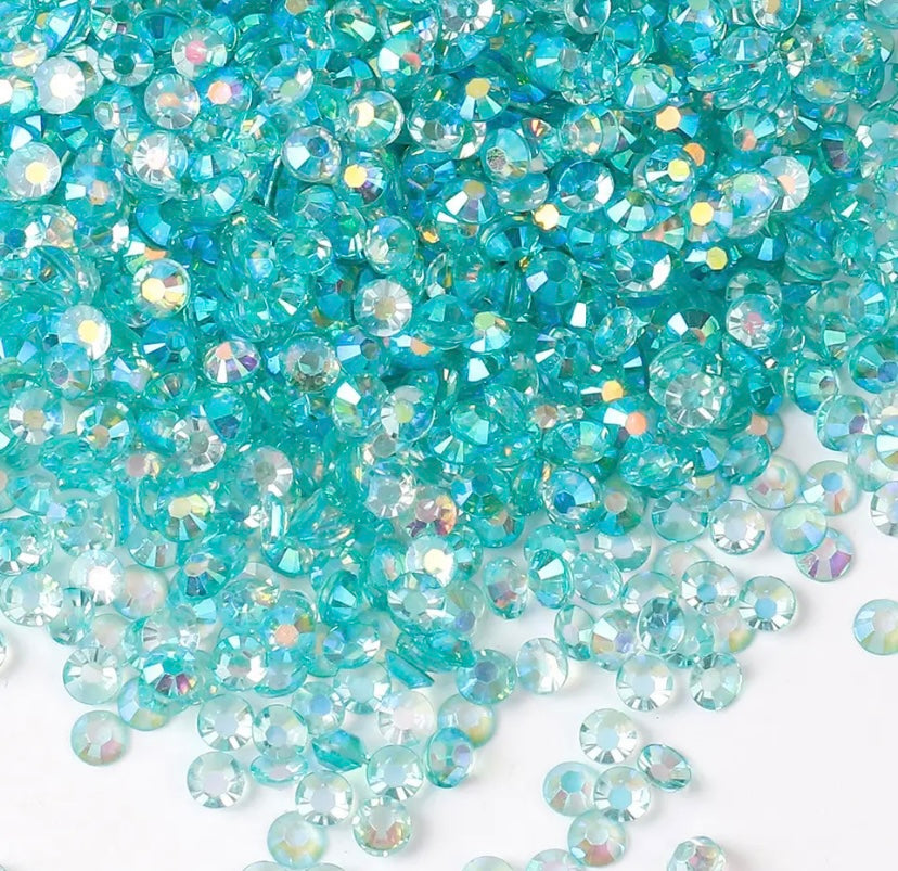 Aquamarine Ab Transparent Rhinestones (30 Gram Mix Size)