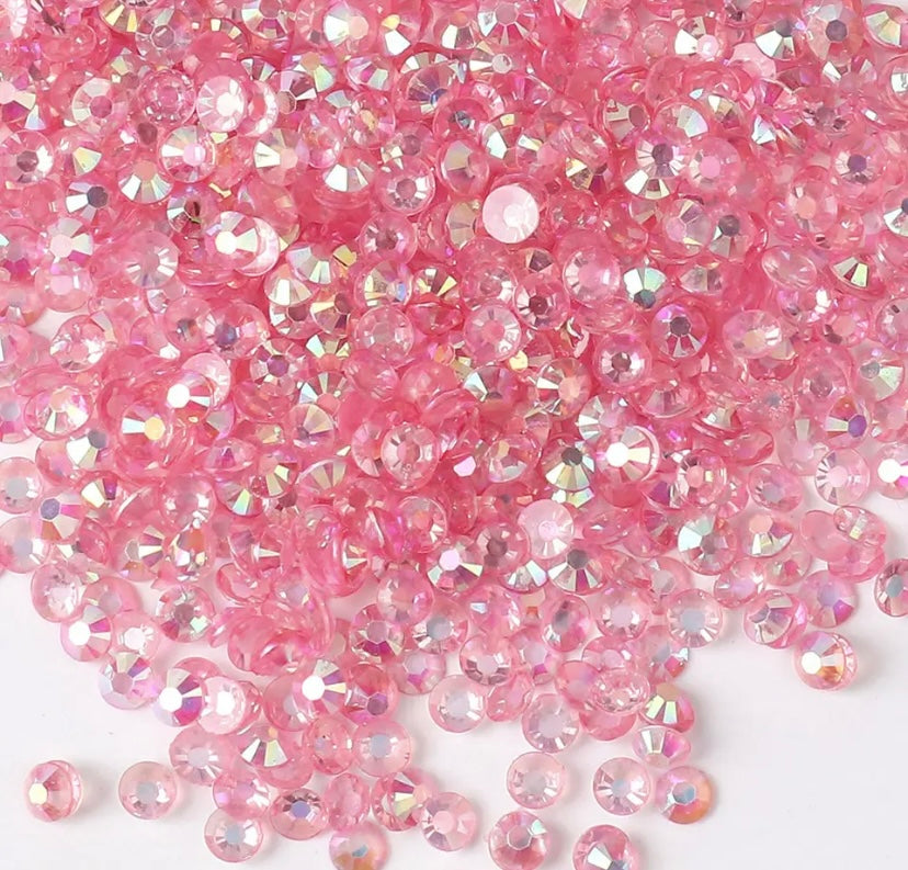 Light Pink Ab Transparent Rhinestones (30 Gram Mix Size)