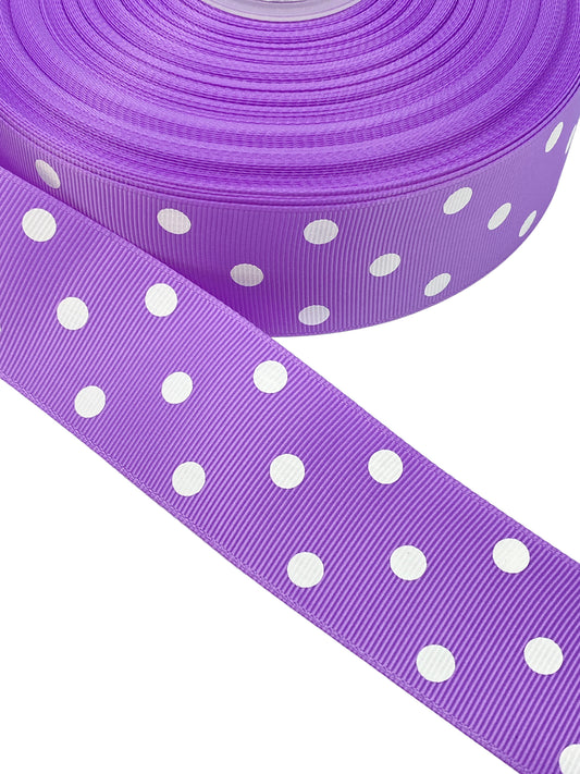 Lavender and white Polka Dot Ribbon (38mm /1.5 inches)