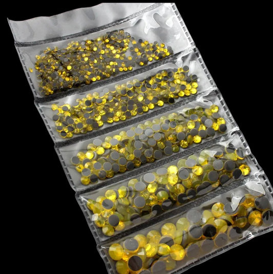 Yellow Hot-fix Glass Rhinestones (Mix Size)