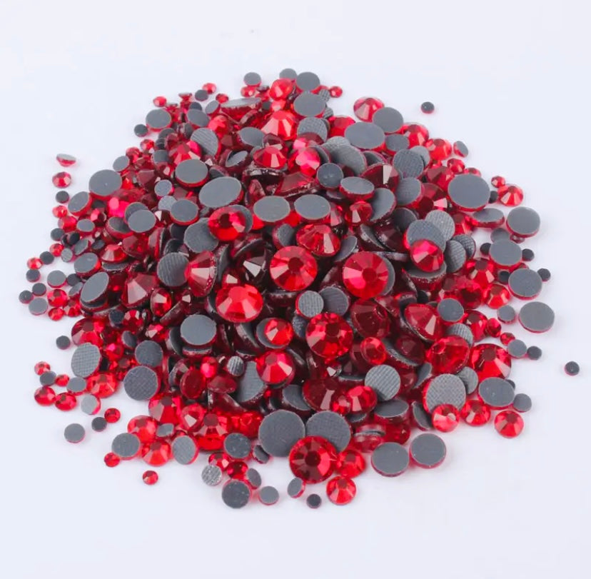 Red Hot-fix Glass Rhinestones (Mix Size)