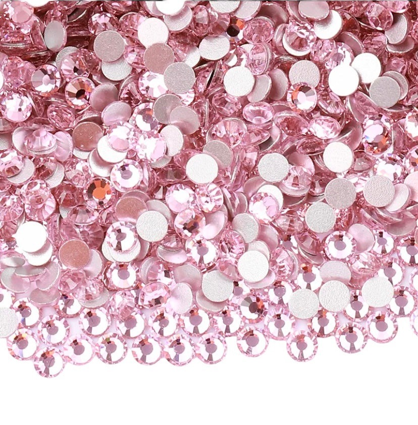 Lit Pink Glass Rhinestones