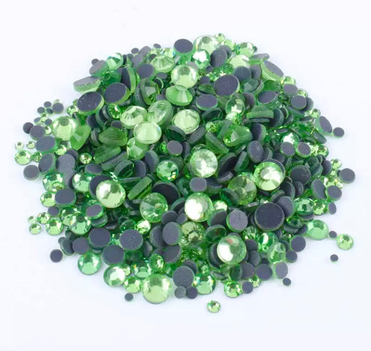Green Hot-fix Glass Rhinestones (Mix Size)