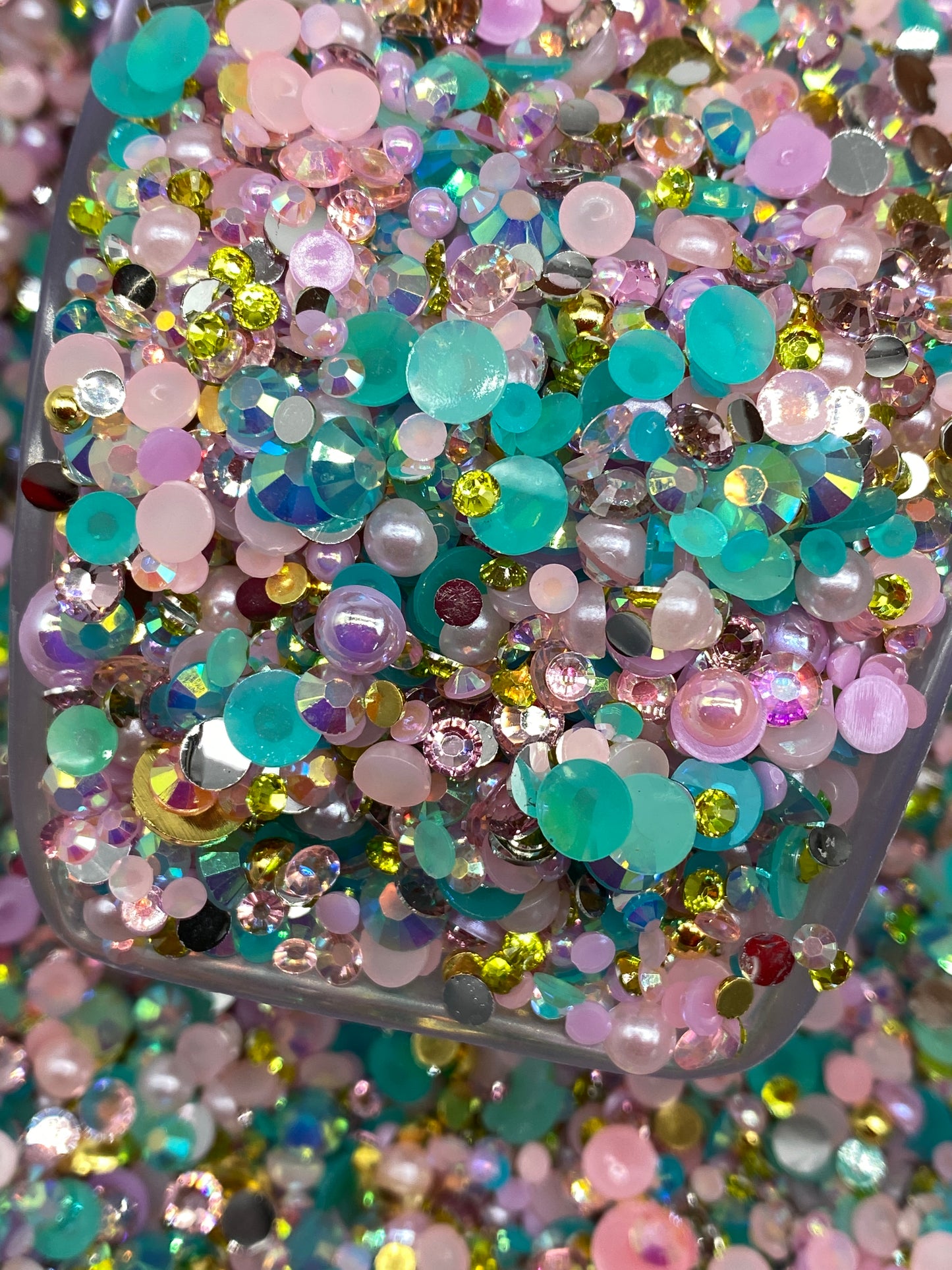 Aqua Princess  Rhinestones & Pearl Mix