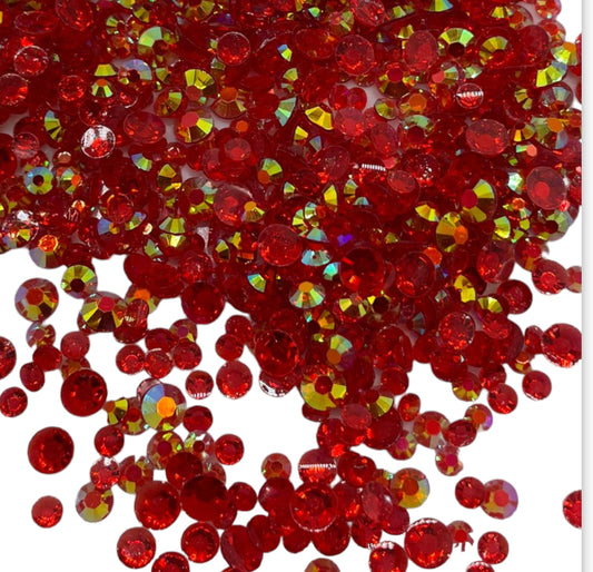 Red Transparent Rhinestones (30 Gram Mix Sizes)