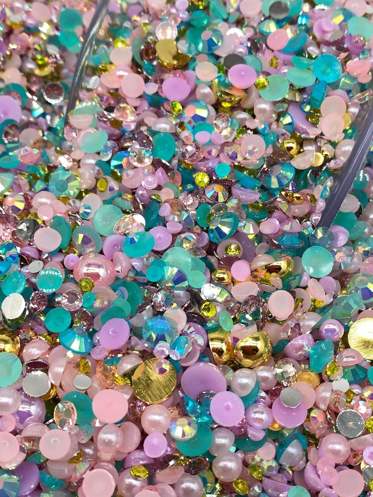 Aqua Princess  Rhinestones & Pearl Mix