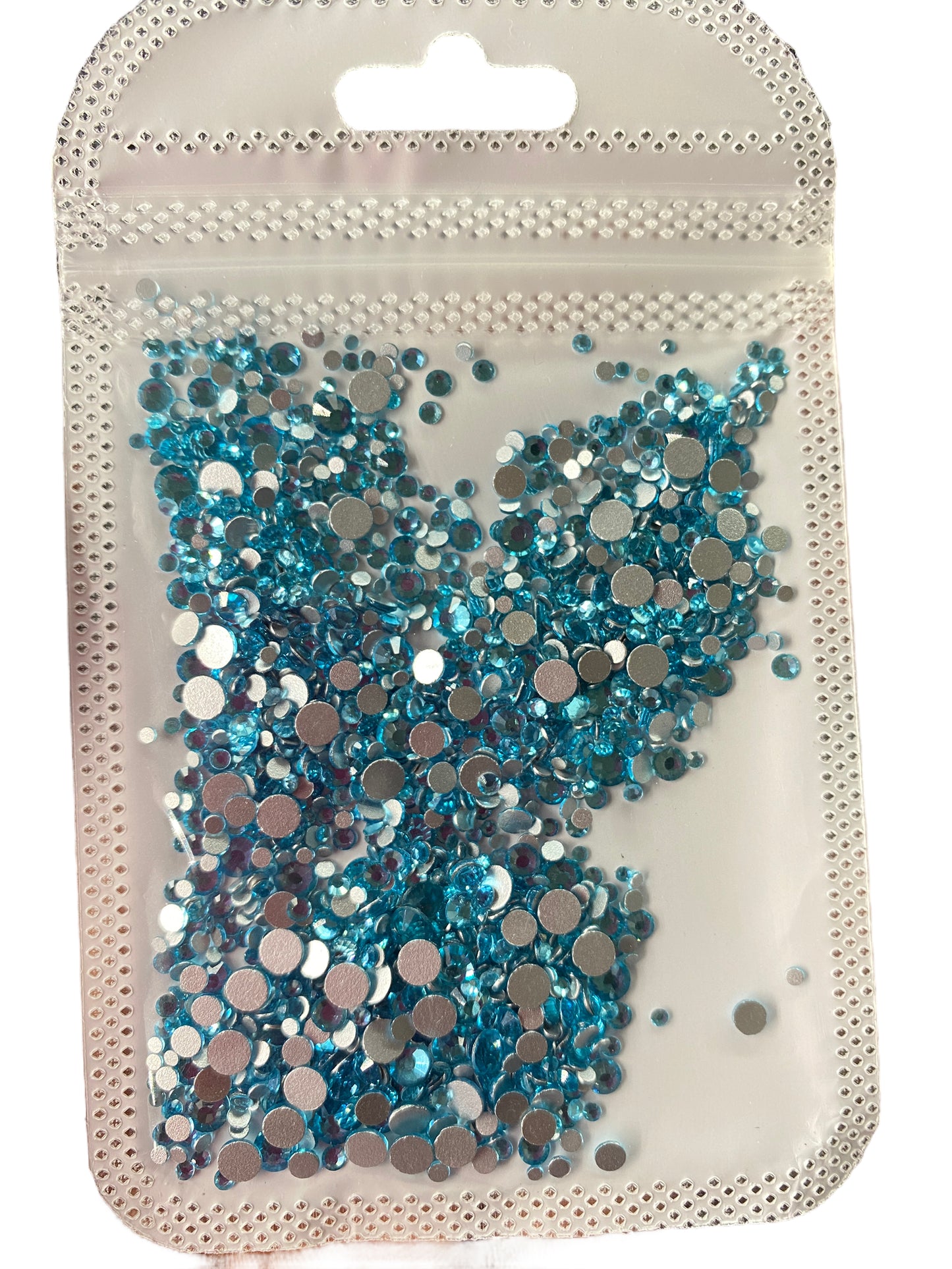 Aqua Blue Mix Size Glass Rhinestones