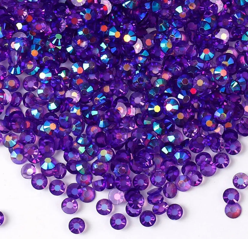 Purple Ab Transparent Rhinestones (30 Gram Mix Size)