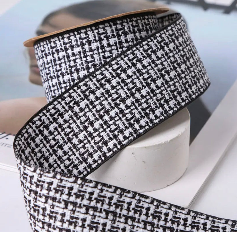 Black and white ribbon (2 yards) 38mm/1.5 inch Ribbon