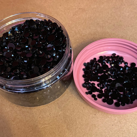 Mix sizes Black jelly Rhinestones