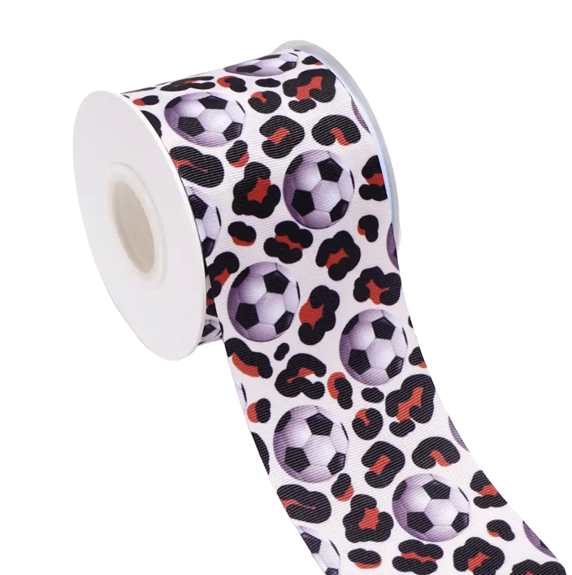 Football & Leopard Print  Ribbon