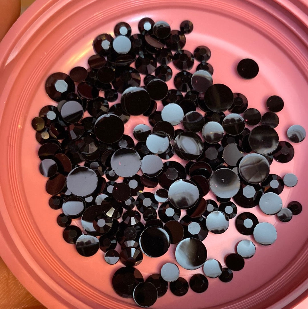Mix sizes Black jelly Rhinestones