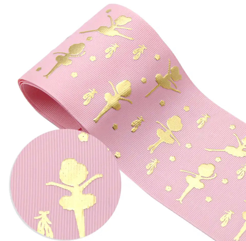 Ballerina 🩰 Foil Print Ribbon (38mm/ 1.5 inches, Foil Ribbon )