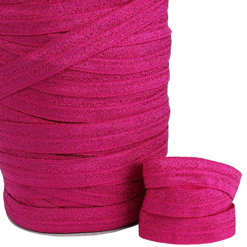 Headband Elastic Glitter Shocking Pink Elastic (5 yards)