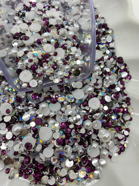 Amethyst Pearl and Rhinestone Mix