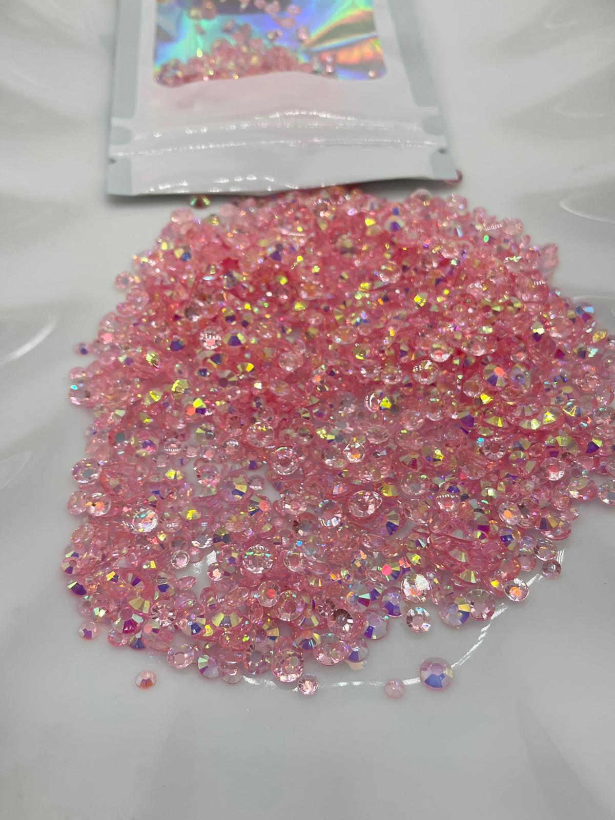 Light Pink Ab Transparent Rhinestones (30 Gram Mix Size)