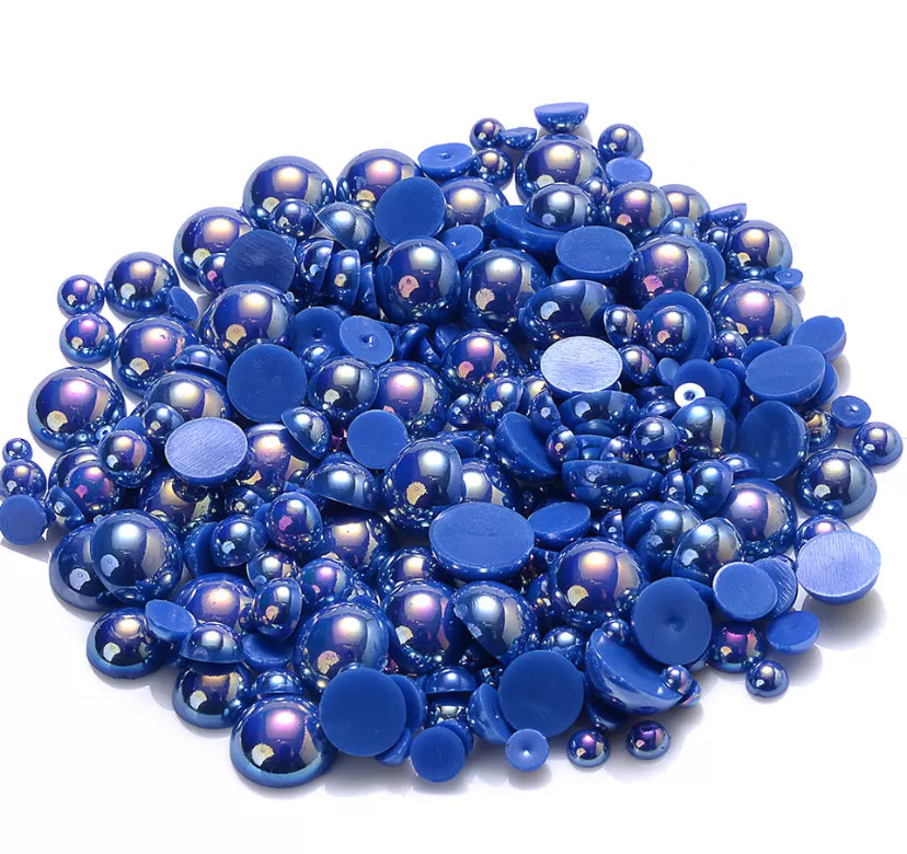 Royal Blue Ab Pearls (Mix size)