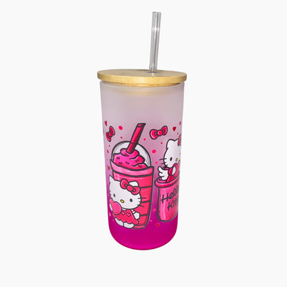 Glass cup with Lid and straw (With this purchase you will get free pearl mix to bling your lid)