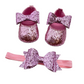 Pink Glitter Baby Shoes with matching headband