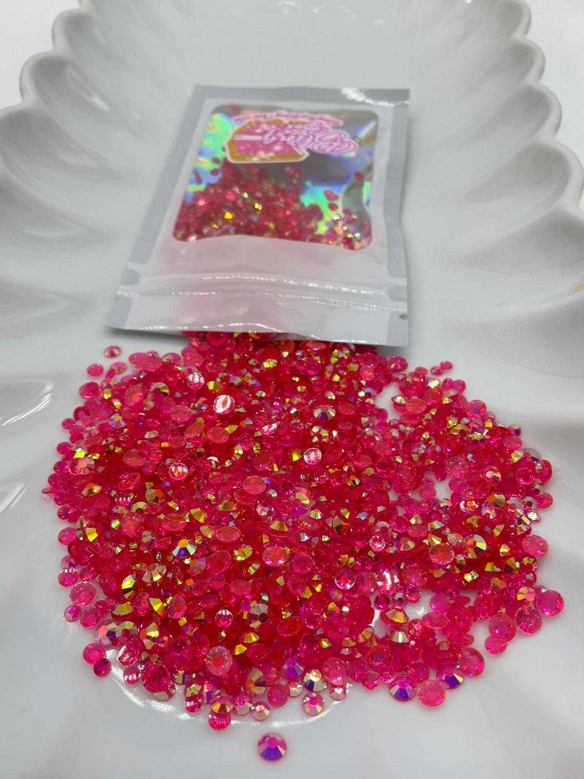 Rose Pink Transparent Rhinestones (30 Mix Size)