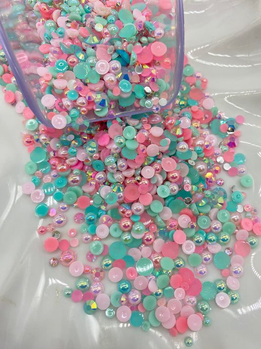 Mint Princess Pearl and Rhinestone mix