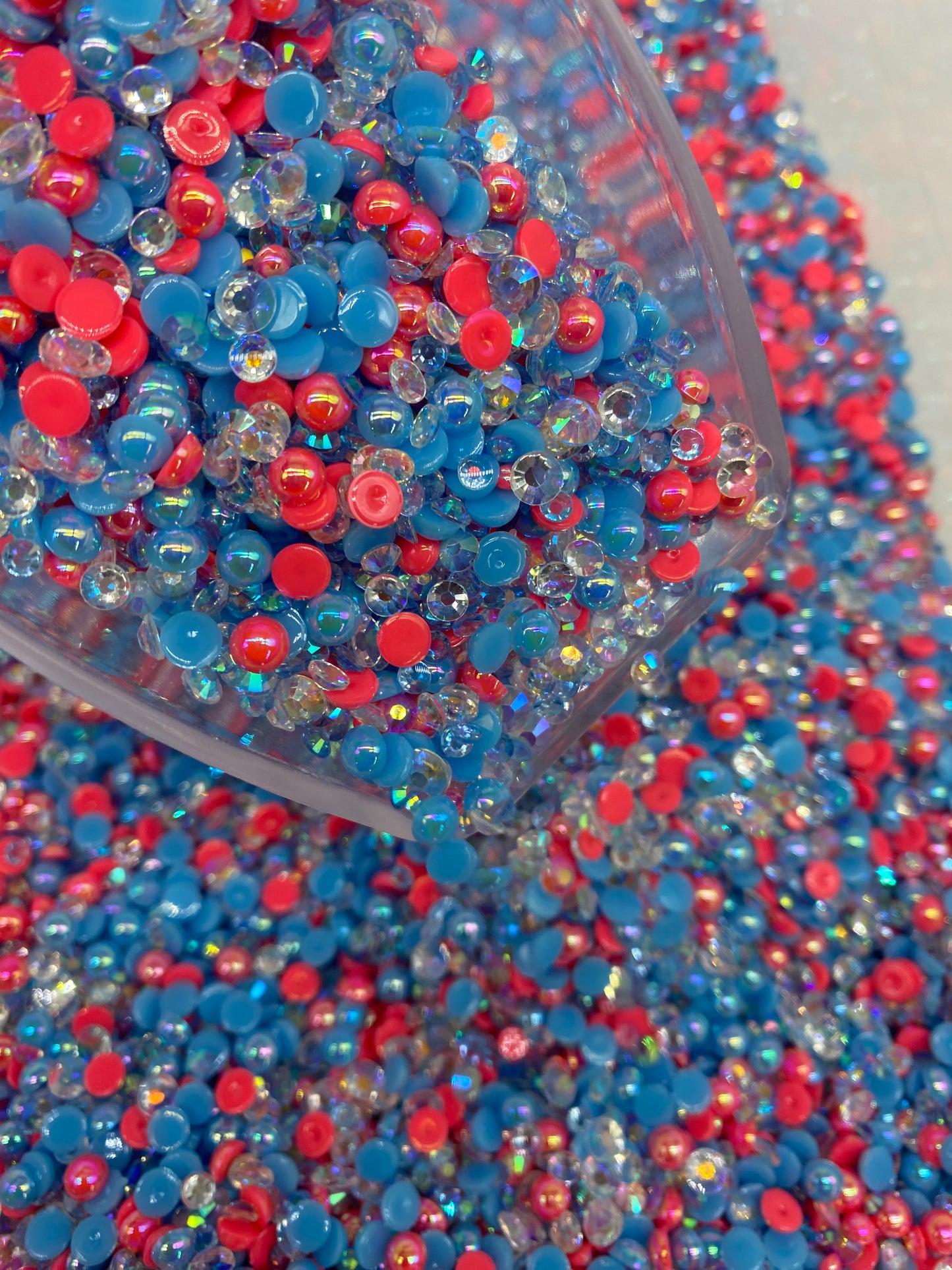 Coral Blue Rhinestones & Pearl Mix