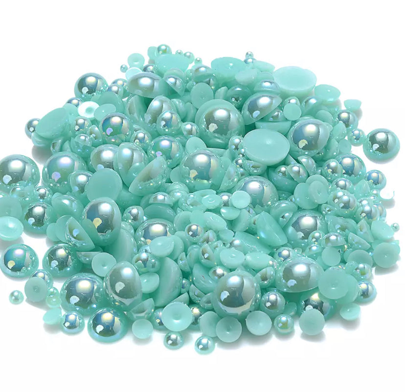 Mint Green Ab Pearls (Mix size)