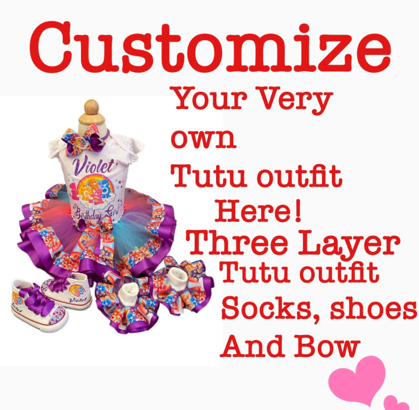 Tutu Outfit Set ( comes with shoes, top, skirt, Hair Accessory and socks)