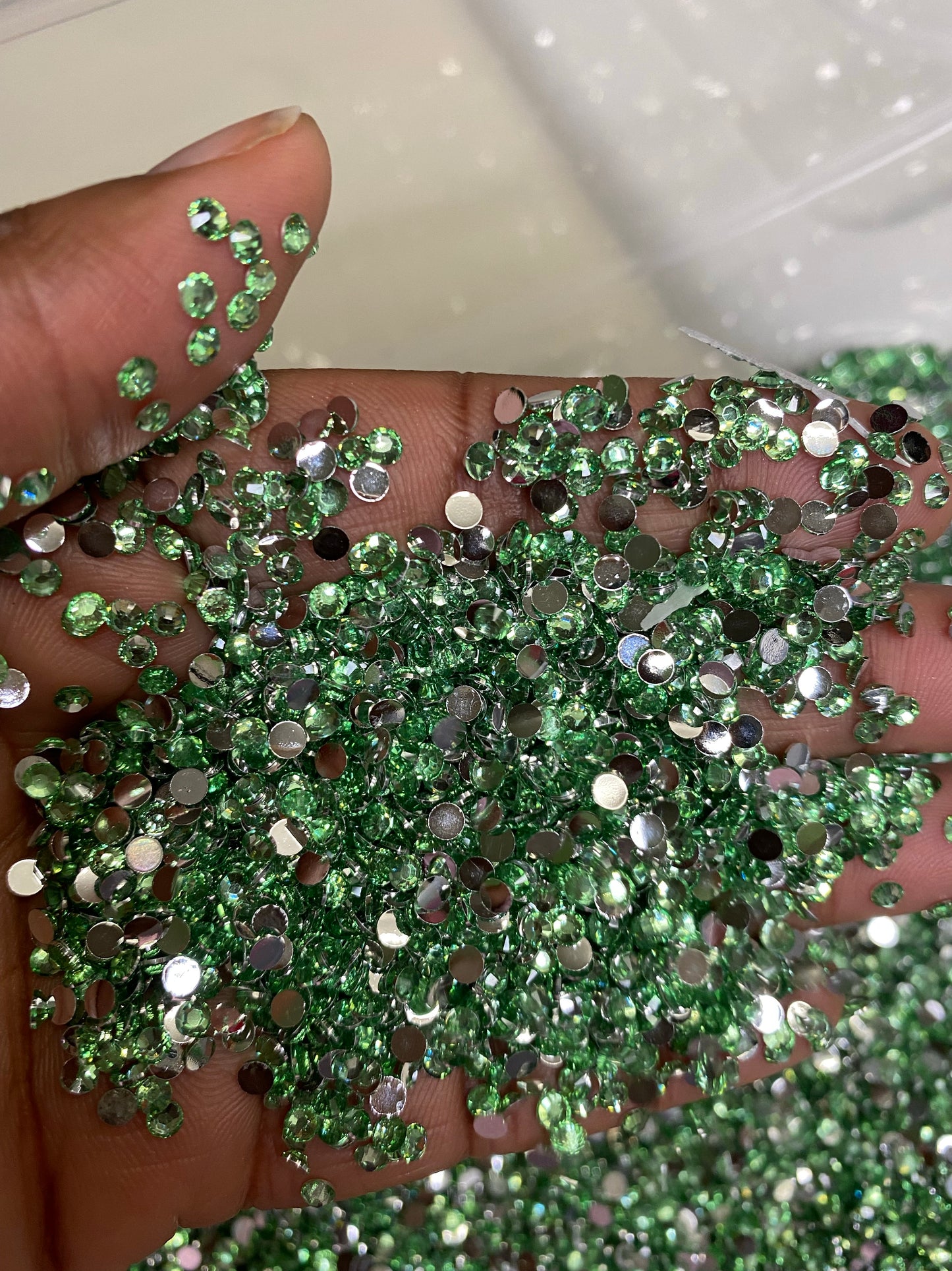 Lit Green Resin Rhinestones